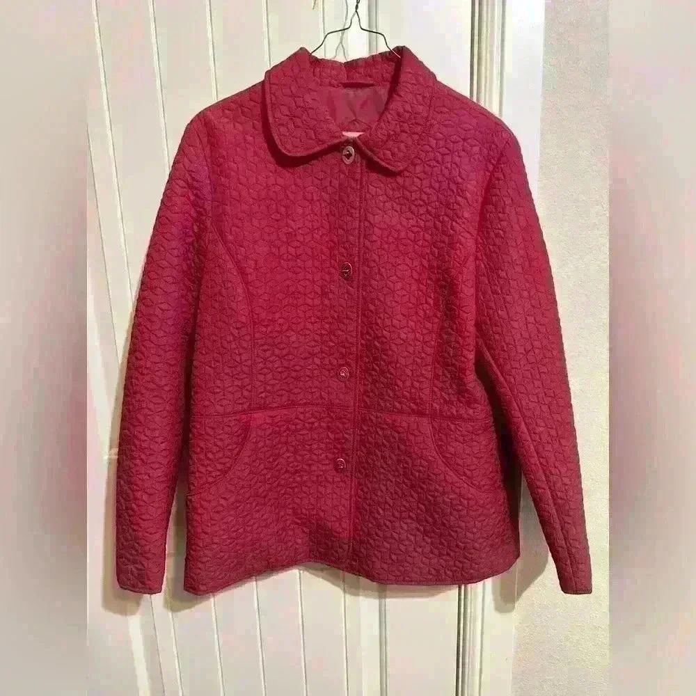 Talbots Pink Quilted Jacket Coat Size Large